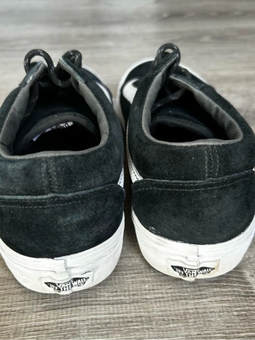Vans Men's Black Suede Skate Sneakers with White Stripe